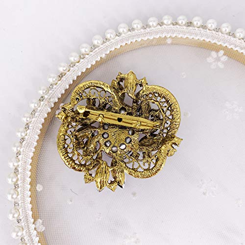 Image of LAXPICOL Women's Large Sparkly Crystal Flower Brooch Pin Fashion Statement Broach Pin