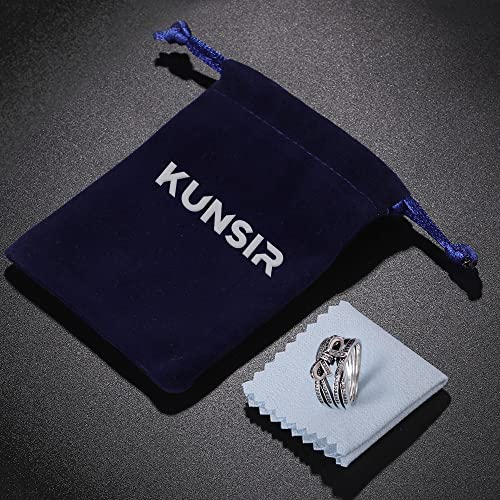 KUNSIR 925 Sterling Silver Rings Classic Cubic Zirconia Eternity Promise Statement Anniversary Wedding Bands Engagement Rings for Women Infinity Forever Love Ring Size 7-92