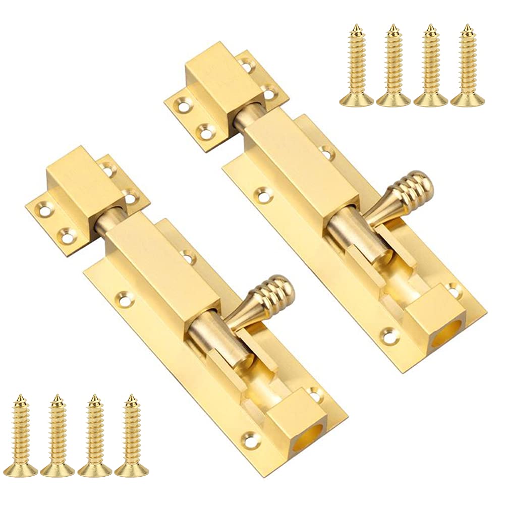 NVSFZGIYG Lock Latch,Sliding Bolt,Door Bolts,2Pcs Black, Stainless Steel Lock，Heavy Duty Shed Barrel With Screws For Home Yard