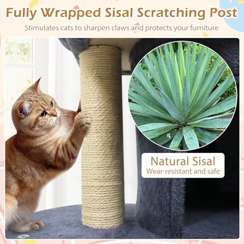 Árbol para gatos pequeño indoor 26 pulg con postes rascadores miniatura 6