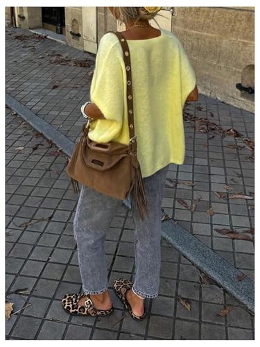 GORGLITTER Women's Oversized Button Up Cardigan Sweaters Short Sleeve V Neck Casual Fall Knit Tops Trendy 20252