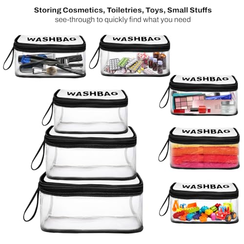 Image of Storite Set of 3 Transparent PVC Travel Pouch Set for Cosmetics- Black