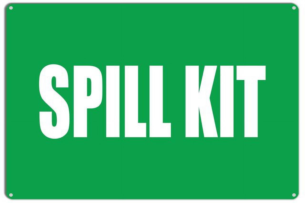 Peiyeety A02 Spill Kit Sign Caution Safety Aluminum Warning Signs Security Tin Signs 12X16 Inches(Green)