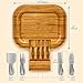 Solander Large Cheese Board and Knife Set - Stylish Charcuterie Board Set, 100% Organic Bamboo Housewarming Gifts New Home, Birthday Gifts for Women, Anniversary gifts, or Wedding Gifts for Couples