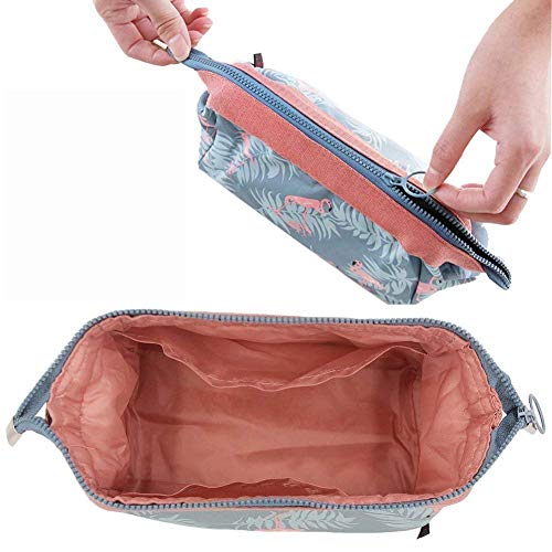 Image of Nylon Cosmetic Toiletry Pouch Waterproof Makeup Vanity Shaving Household Grooming Travel Storage Organizer Bags Pouch Kit Pack for Unisex Travel Compact Utility Design Go Grey