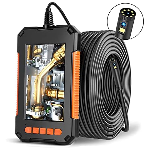 DDENDOCAM Endoscope Inspection Camera Dual-Lens Endoscope 4.3'' Screen Borescope 1080P HD Snake Camera with 8 LED Lights, Semi-Rigid Cable, 32GB TF Card (5M) Cover