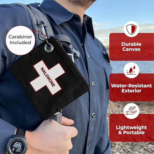 Image of 10 PACK Naloxone Overdose Kit Bag - Compact Canvas Pouch for Naloxone Nasal Spray & Opioid Emergency Response - Holds 2 Naloxone Sprays & Accessories - Naloxone Not Included (Orange, 10 Units)
