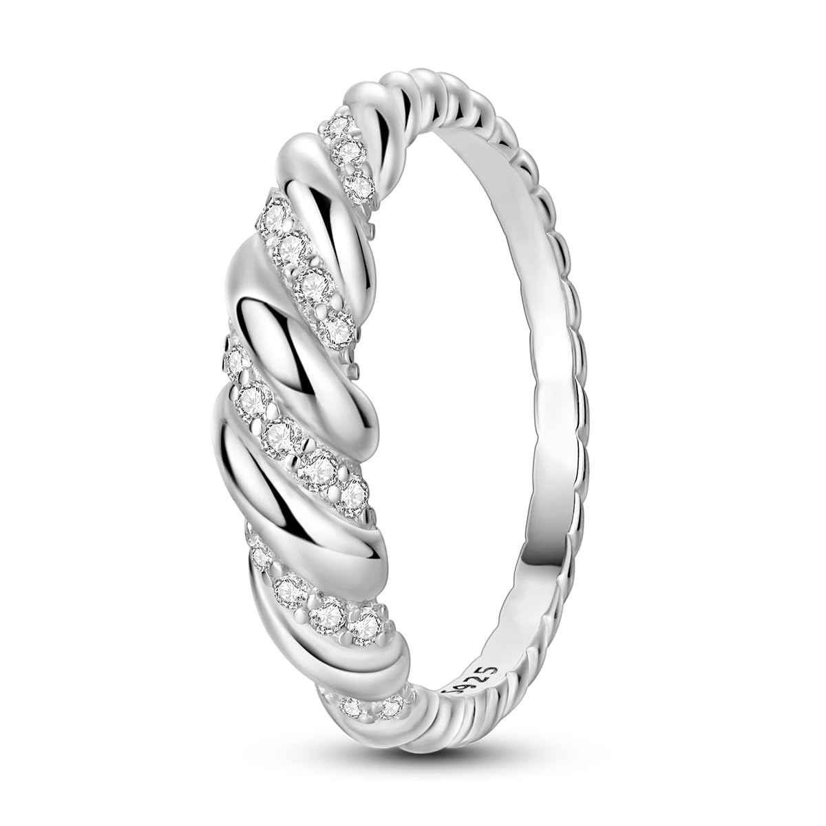 Ringe aus 925 Sterling Silber für Frauen | Elegante Dainty Hoop & Band Ringe mit 5A Cubic Zirkonia | Täglicher Schmuck mit Geschenktasche