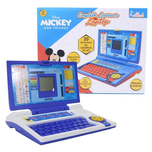 Image of Mickey Educational Laptop for Kids Age 3+ | 20 Learning Activities for Alphabet, Math & Logic | Interactive Screen & Mouse Control | Memory Skill Development Toy Gift | Mickey Theme (Red)