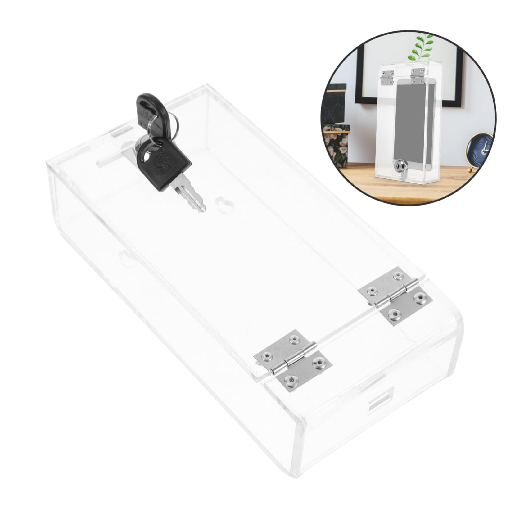 Operitacx Transparente Abschließbare Handy-Aufbewahrungsbox 8"X4"X2" Mobiler Telefonschrank Für Büro Und Klassenzimmer Sicherer Smartphone-Aufbewahrungsschrank Mit Schloss
