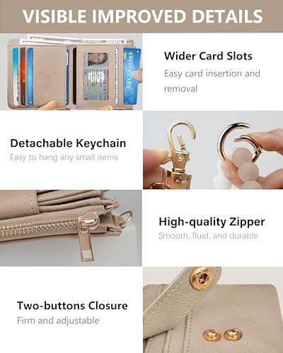 Image of Keychain Wallet Wristlet for Women,RFID Small Wallet | Wallet Wristlet with Zipper Coin Pocket,Vegan Leather Card Wallets for Women, 2 ID Window,Gift
