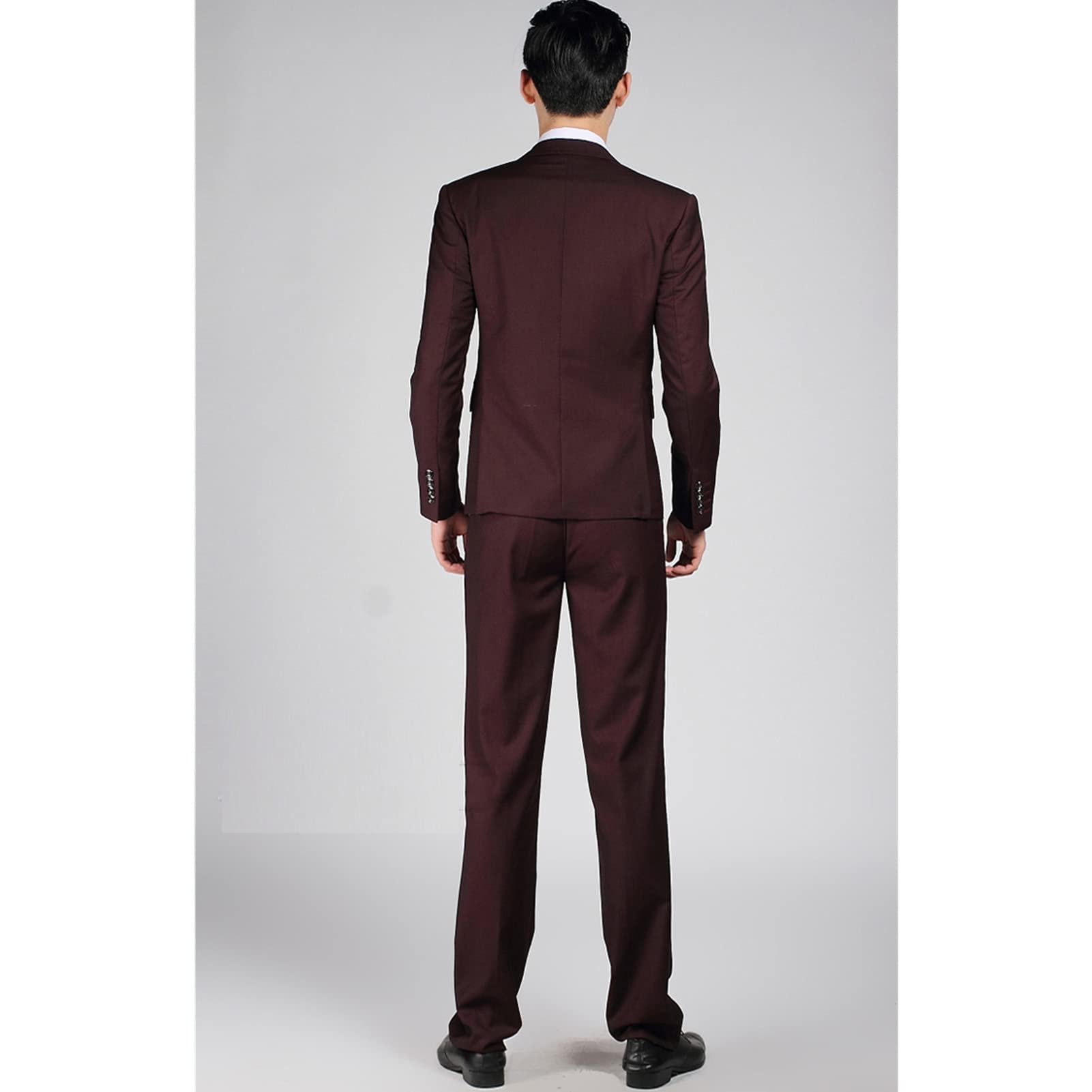 Men' 3 Piece Solid Color Suit Set Single Breasted Slim Jacket Vest Pants Formal Business Wedding Prom Blazer Sets (Purple 1,3X-Large)