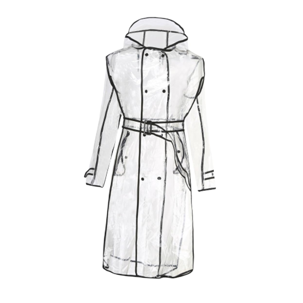 Trasparente con Giacca Antipioggia Leggera Long con Cappuccio Rainwear e Resistente Xl