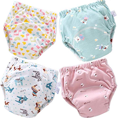 4 Pack Baby Toddler Potty Training Pants Layered Cotton Training Underwear for Toddlers Girls Boys (12-18 Months, G)