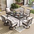 SUNSHINE VALLEY 7 Piece Patio Dining Set, Wicker Swivel Patio Chairs