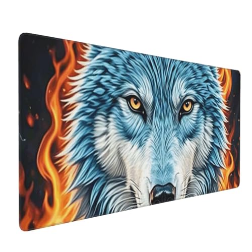 Grand tapis de souris étendu Wolf anti-glisse spécial grand bureau