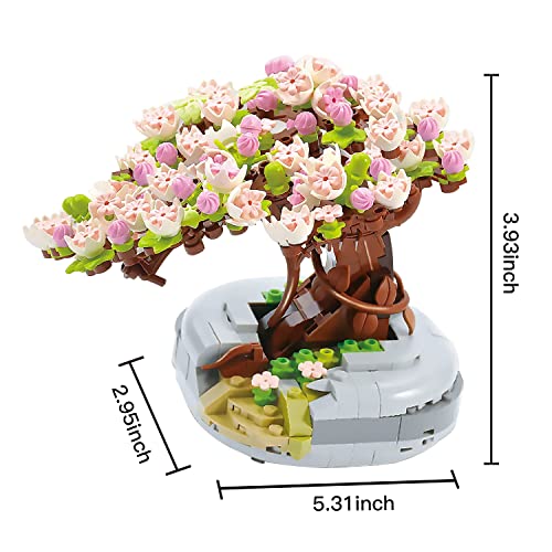MEIEST Mini Building Blocks Sakura Plant Bonsai Model Set,Creative DIY Simulation Cherry Blossom Flower Botanical Collection Construction Building Bricks Toy for Kids Adult Home Decor - Image 4