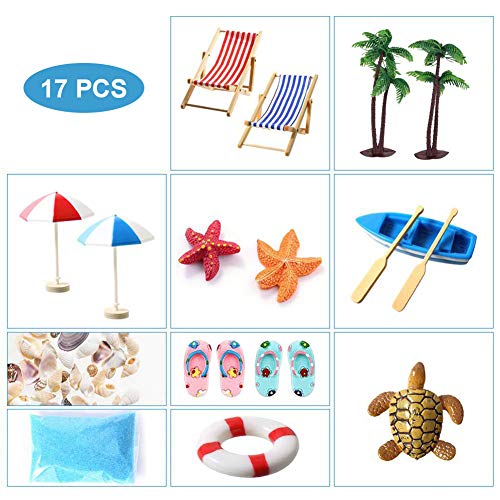 YIKANWEN Strand-Mikrolandschaft Miniliegestuhl Strandkorb Sonnenschirm Kleine Palme Deko Accessoires für Sandkasten… – Bild 4