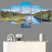 SIGNWIN 5 Panel Canvas Wall Art Modern Art Beach Dramatic Island Landscape Multicolor Photography for Home Decorations Ready to Hang - 60