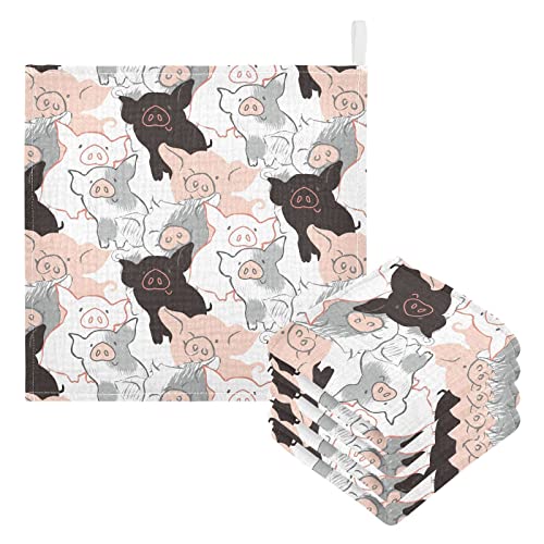 Image of Vvfelixl Baby Muslin Washcloths Soft Baby Face Towel for Newborn Infants, 11.8 X 11.8 Inch, 3 Pack, Cotton, Piglets, Animal, Compact, Heavyweight