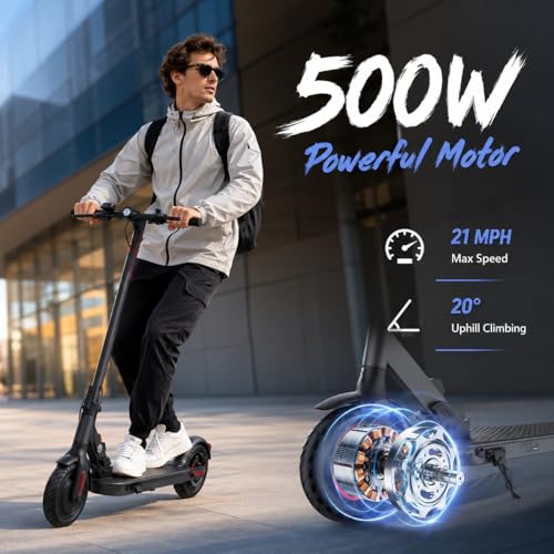 Image of Electric Scooter - Electric Scooter Adults, 1000W /500W Motor, 25 /21 /18 MPH, 10'' /8.5'' Tires, 28 /23 /21 Miles, APP Control, Dual Brake, Long Range Electric Scooter for Gift
