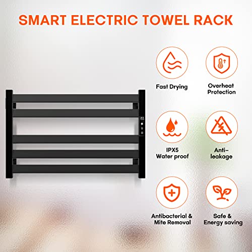 Colliford Towel Warmer, Towel Heater Rack For Bathroom, Electric Towel Dryer Wall-Mounted Plug-In Bath Heater, 201 Stainless Steel Hot Towel Rack With Timer And Smart Temperature Control (5-Bar) #TOP2