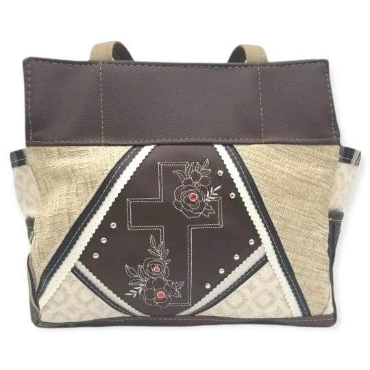 Floral Cross Handbag, Upcycled Shoulder Bag, Embroidered Inspirational Purse