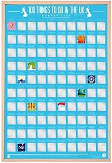Gift Republic 100 Things To Do In The UK Bucket List Scratch Off Poster, multicolor