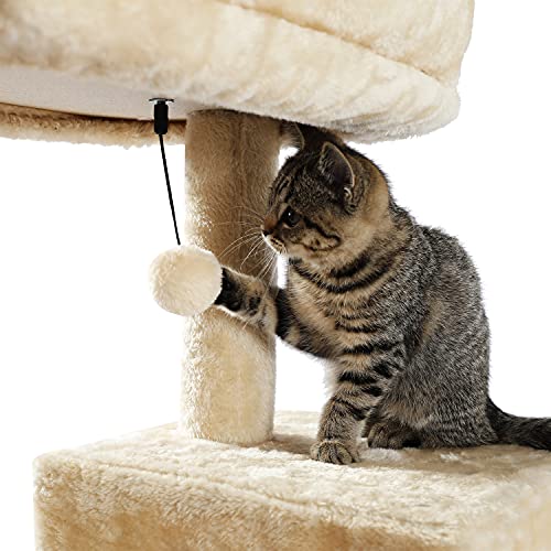 Petepela 56.3 Inches Cat Tree For Indoor Cats Multi-Level Cat Tower With Sisal Covered Scratching Posts, Cozy Condo, Super Large Hammock And Plush Perches Beige #TOP4