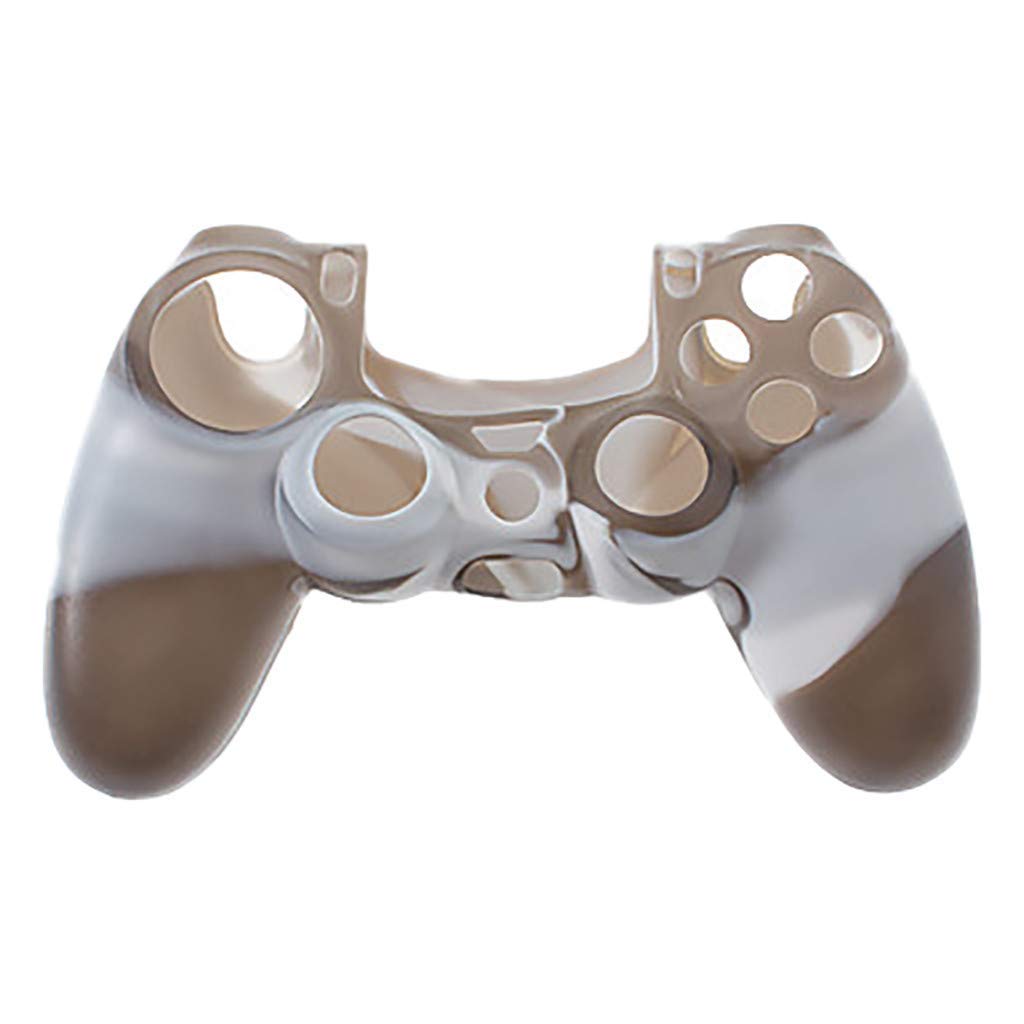 tobo dual colour silicone skin grip cover case compatible with ps4 controllers. (grey & brown)