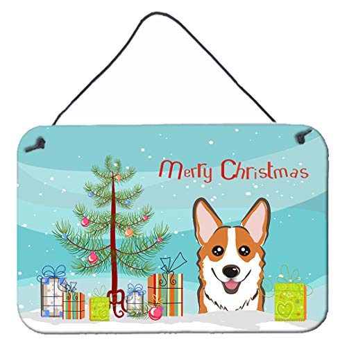 Caroline's Treasures BB1626DS812 Christmas Tree and Red Corgi Wall or Door Hanging Prints, 8x12, Multicolor
