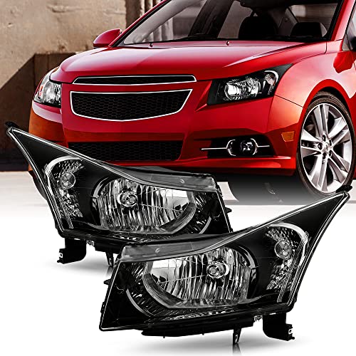 ACANII - For 2011 2012 2013 2014 2015 Chevy Cruze Black Housing Headlights Headlamps Head Lights Lamps Driver+Passenger