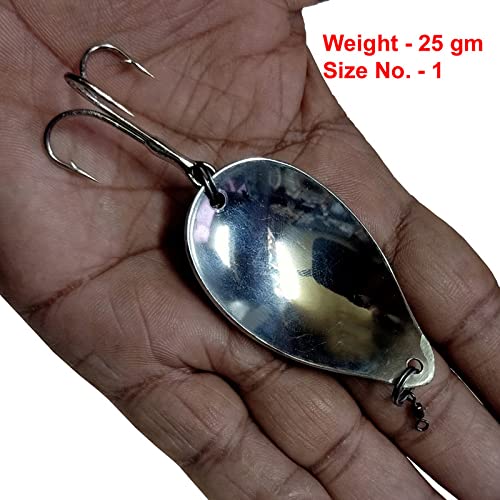 SHAKUNTALA Enterprises Coral β (4 pcs) 25gm Big Handmade Silver Spoons Hard Treble Hooks Metal Baits for The Powerful Fishing.Great Fishing Baits Accessories Segments Lifelike Multi-Jointed Lure 3