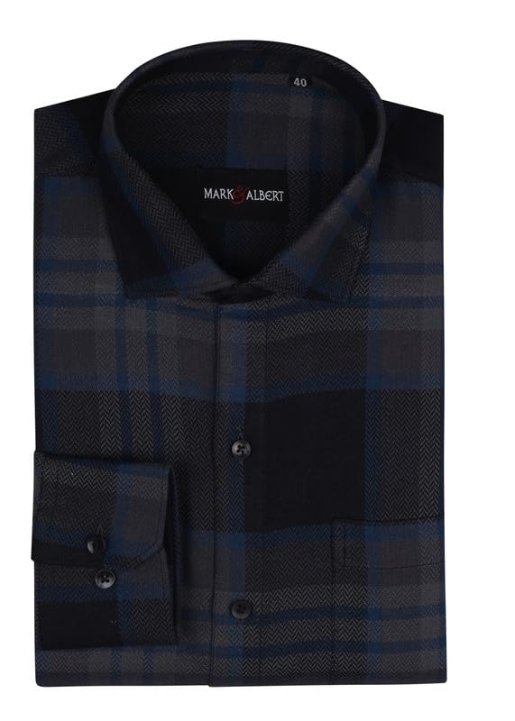 MARK & ALBERT Men’s Checkered Slim Fit Full Cotton Formal Shirt
