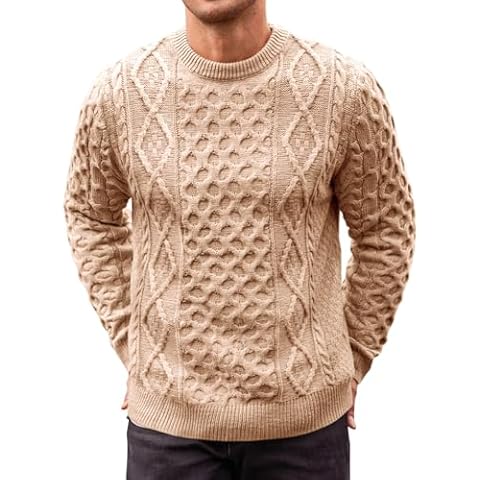 Runcati Men's Cable Knit Sweater Cover