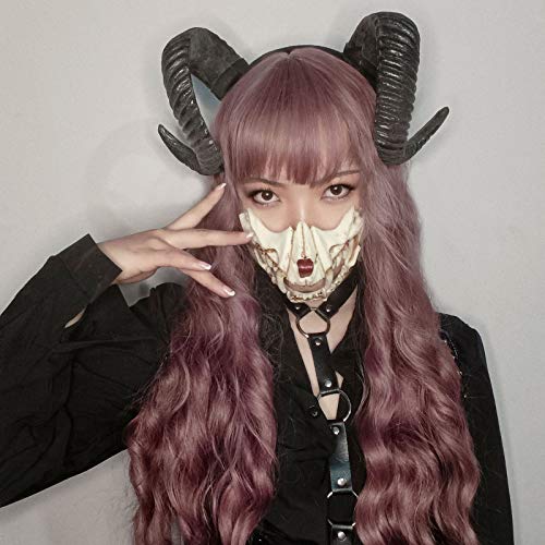 Pink wig for women Long Wavy Fluffy Wig with Air Bangs Silky Full Heat Resistant Synthetic Wig for Girl Heat Cosplay Party Wigs Women's Costume Wigs（24"purple pink）