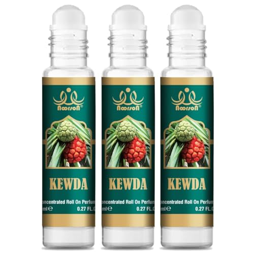 Noorson Kewda Attar Ittar 8 ml | Pack of 3 | Pure Herbal Non-Alcoholic Perfume Oil | Long-Lasting Roll-On | Unisex |