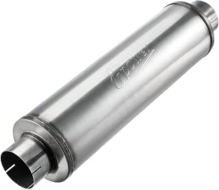 Upower XS2772 4" Diesel Exhaust Muffler - Straight-Through Stainless Steel Resonator, 7x24" Body, 30" Length, Weld-On Universal Fit