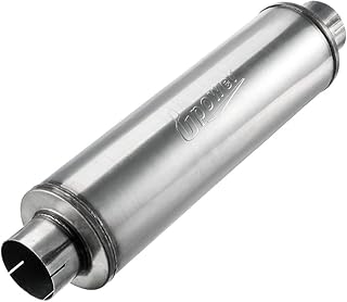 Upower 4" Inlet Diesel Exhaust Muffler 7" x 24" Body 30" Whole Length XS2772 - Straight Through Stainless Steel Welded On Resonator Muffler