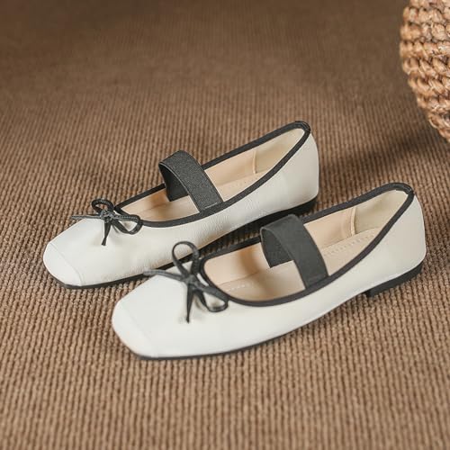 JiangWei Shu Soft Ballet Flats Square Toe Womens Slip On Elegant Mary Jane Shoes2
