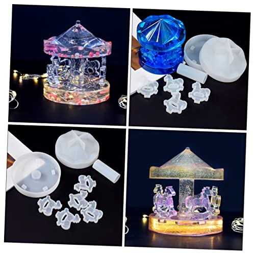 TEHAUX 3 Conjuntos De Moldes De Carrossel Para Velas Decorações De Cabelo Resina Artesanato Silicone