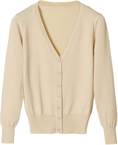 V-Neck Cardigan Workwear Ladies Button 