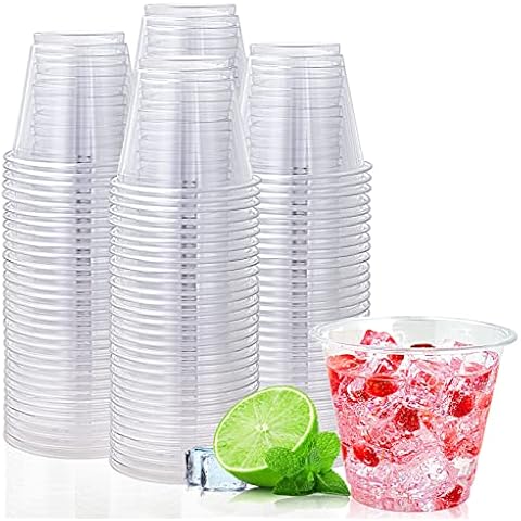 Lilymicky 200 Pack 9 oz Clear Plastic Cups, 9 Ounce Disposable Plastic Drinking Cups, Crystal Clear PET Plastic Cups for Parties, Wedding, Christmas Day Cover