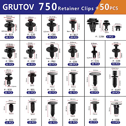 Image of Car Clips Plastic Rivets Bumper Shield Retainer Clips 800PCS Car Xmas Tree Fasteners Kit Most Common Sizes Auto Body Push Pin Rivets with Removers for Ford Honda Chrysler GM
