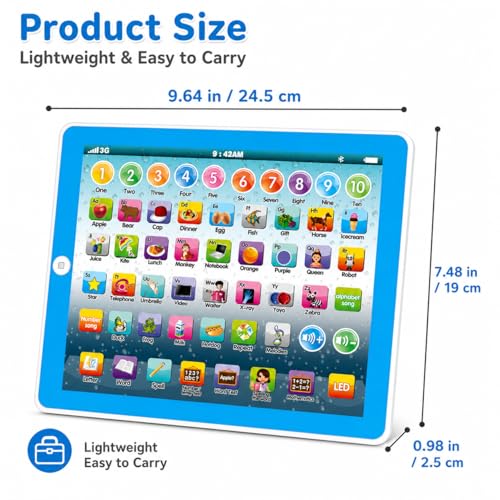 Toddler Learning Tablet, Educational Kids Toy with Lights & Sounds, Words Spelling Numbers Music Interactive Early Learning Gift for 2345 Years Old, Blue(Blue) by Wenbeier - Image 8