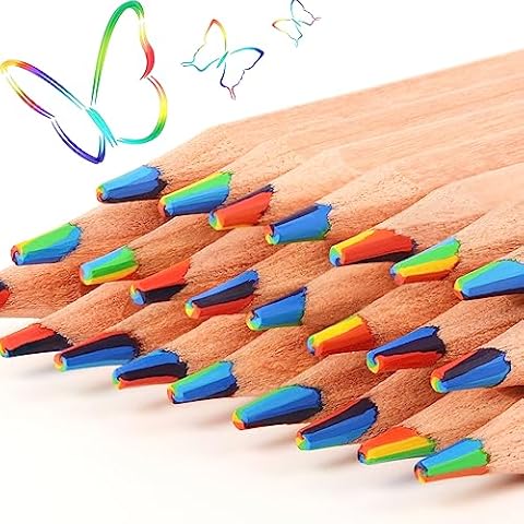 ThEast 7 Color in 1 Rainbow Pencils for Kids, 30 Pieces Rainbow Colored Pencils, Assorted Color Pencils for Coloring Drawing, Multicolored Pencils for Gifts, Pre-sharpened Cover