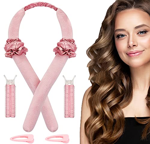 Heatless Hair Curler Heatless Curls Heatless Curling Rod Headband - Upgraded Comfortable Hair Curlers To Sleep In Overnight, No Heat Curlers For Long Hair With 2 Fluffy Hair Clips