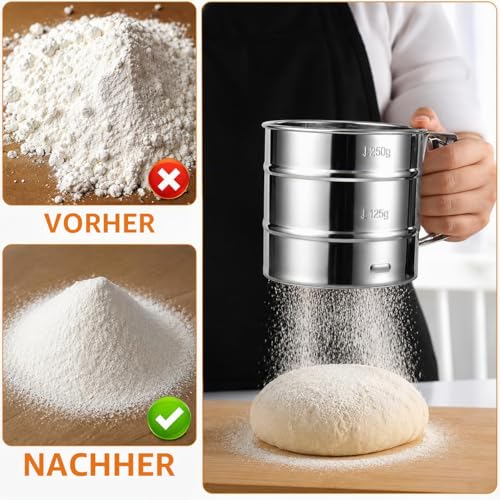 Foto von Mehlsieb Edelstahl 250 g, Einhand-Sieb für Mehl und Puderzucker