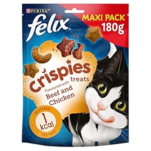 Felix Crispies Cat Treats Beef & Chicken 180g, Pack of 5