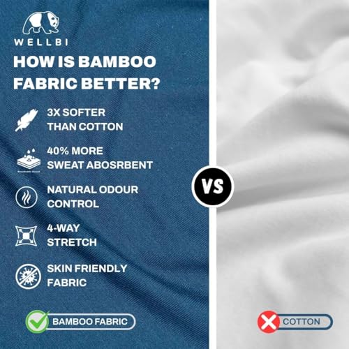 Image of Wellbi Bamboo Performance T-Shirt for Men | Raglan Sleeve Gym Training Sportswear | Quick Dry Moisture Wicking Anti-Bacterial | Ultra-Soft Breathable Eco-Friendly Activewear